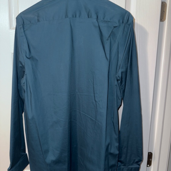 MENS EXPRESS 1MX FITTED DRESS SHIRT BLUE - Picture 2 of 3